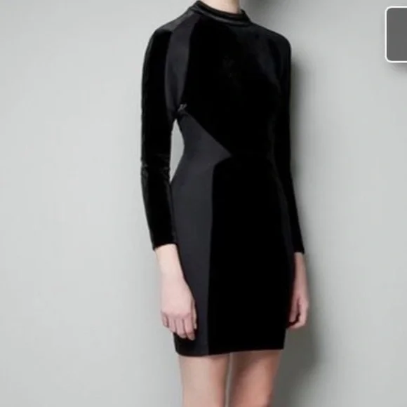 zara black backless dress Cutout Back Long Sleeve Mini Dress – Blue Zone Planet main image 0